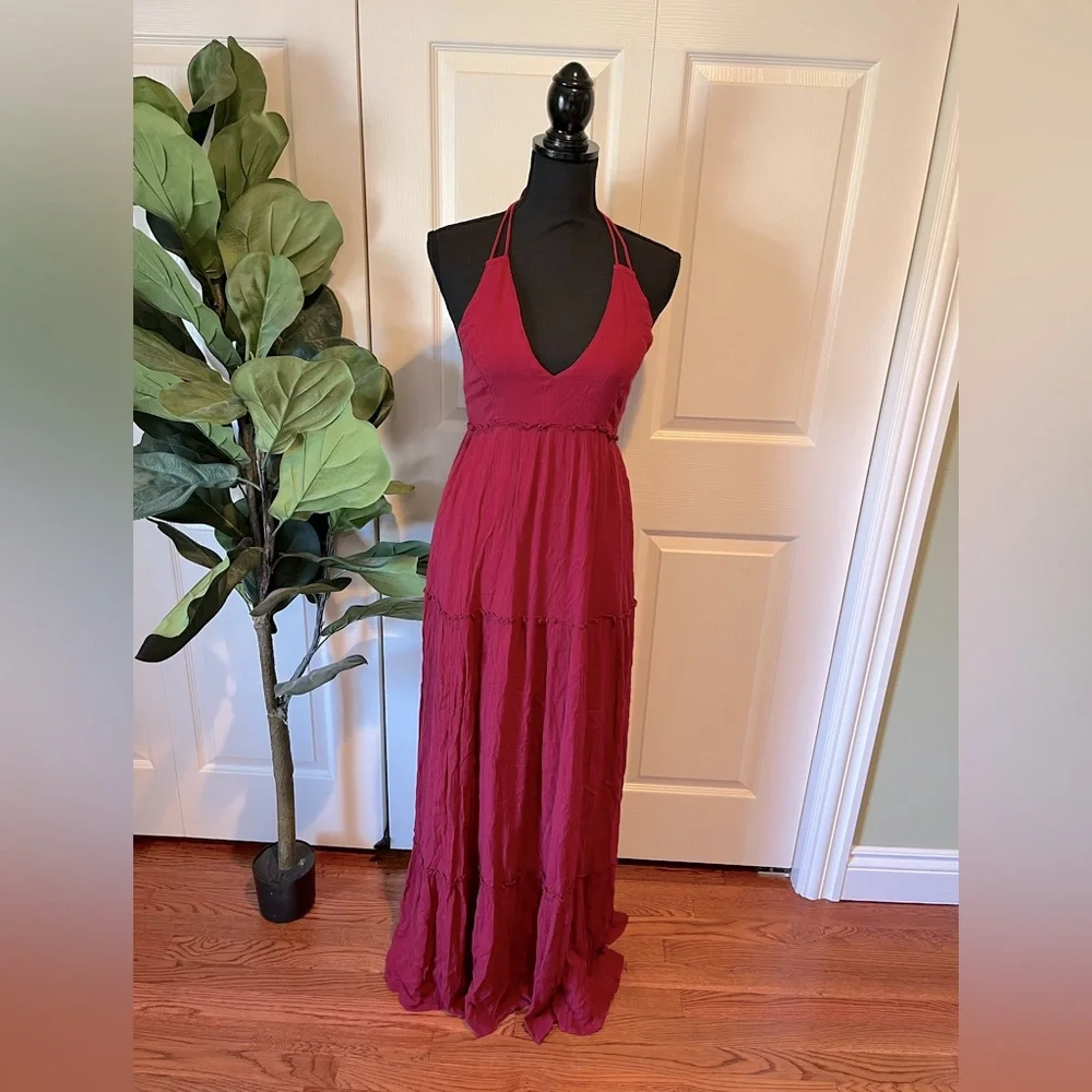 Abercrombie Red halter Maxi Dress